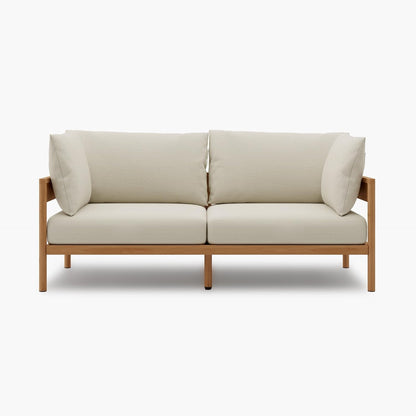Acanva Modern Outdoor Patio Furniture Set, All-Weather Aluminium Conversation Sectional Sofa with Thick Cushions for Backyard, Garden, Porch, Loveseat, Beige