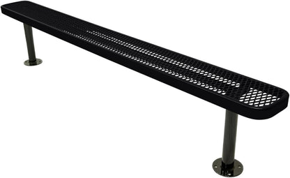 Coated Outdoor Furniture Heavy-Duty Outdoor Bench Thermoplastic Coated, Expanded Metal, Commercial-Grade Seating, Made in America (Surface Without Back, 8 Ft, Black)