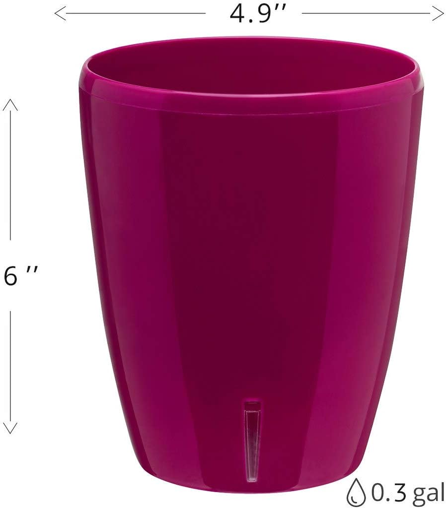 Santino 4.9 Inch ORCHIDEA Self Watering Pots for Orchids in Lilac (Set of 3) - Decorative Wicking Planter with w/Great Aerification, Drainage and Water Level Indicator