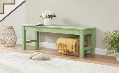 Psilvam Outdoor Bench, Two Person Poly Lumber Porch Bench, Weatherproof Garden Bench That Never Rot and Fade, All-Weather Patio Bench Suit for Garden, Porch, and Park (Green)