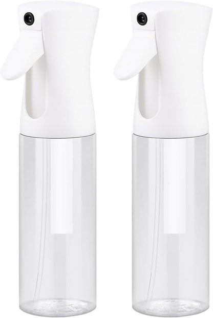 VIGOR PATH Continuous Spray Bottle with Ultra Fine Mist - Versatile Water Sprayer for Hair, Home Cleaning, Salons, Plants, Aromatherapy, and More - Empty Hair Spray Bottle (Clear - 10oz - 2pack)