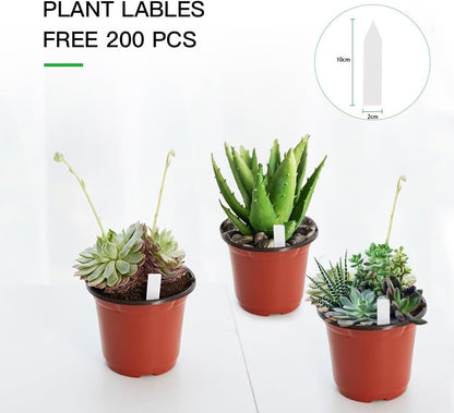 JERIA 200 Pack 6 Inch Plastic Nursery Pots Comewith Drainage Holes, Seedling Flower Plant Container and Seed Starting Pots with 200 Pcs Labels