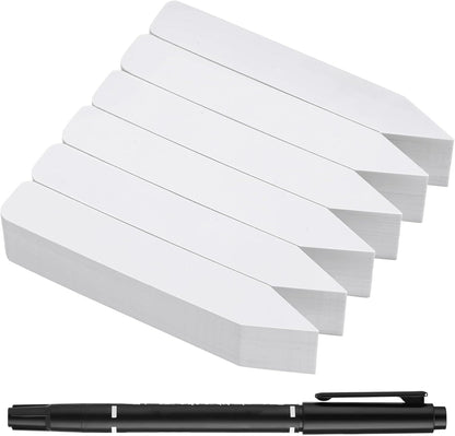 300 Pcs Plant Labels, 4 Inch Plastic Potted Plant Name Tags, Seedlings Seed Label Markers Nursery Plant Stake Tag with Bonus Marking Pen for Outdoor Indoor Garden Patio Flower Vegetable, White