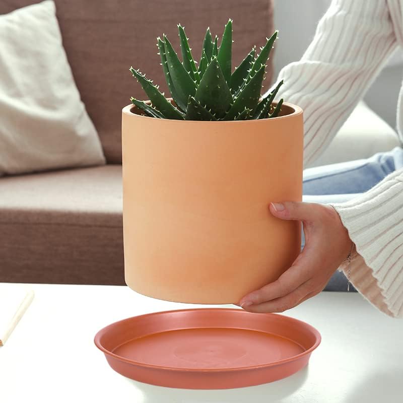 6 Pack of 6 inch Plant Saucer, 4 6 8 10 12 14 16 inch Plant Saucers, Heavy Duty Plastic Plant Water Tray, Planter Drip Trays for Pot, Flower Saucers for Indoors (6 inch, Terracotta)