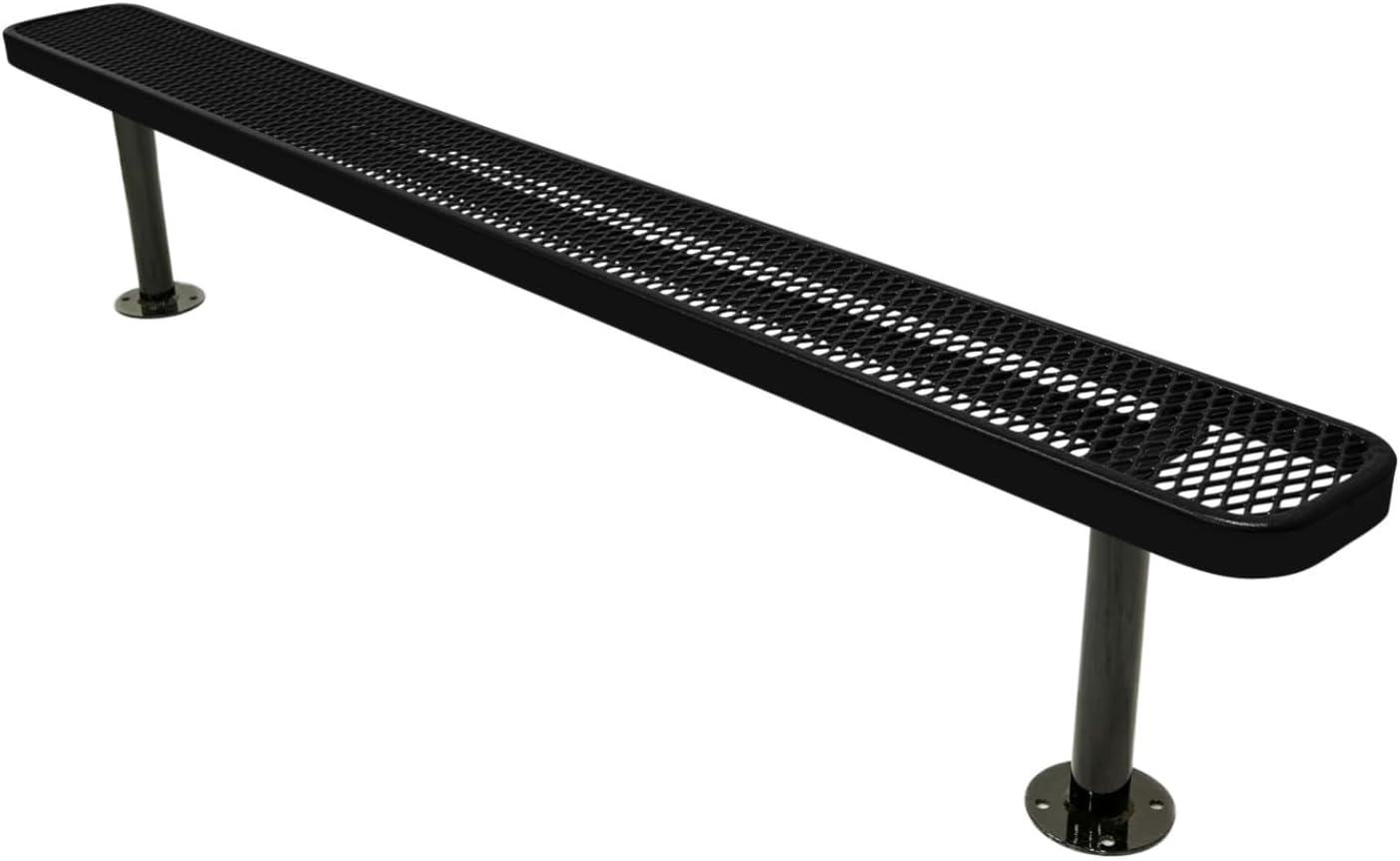 Coated Outdoor Furniture Heavy-Duty Outdoor Bench Thermoplastic Coated, Expanded Metal, Commercial-Grade Seating, Made in America (Surface Without Back, 8 Ft, Textured Black)