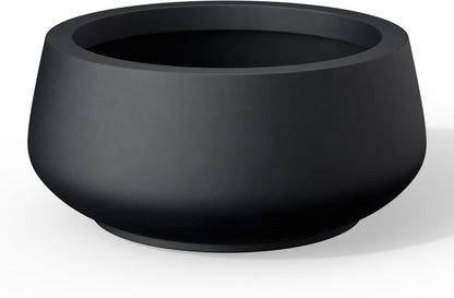 Kante 16.9" Dia Round Concrete Bonsai Planters, Outdoor Indoor Garden Plant Pot with Drainage Hole for Home, Patio, Garden, Black