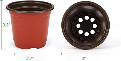 JERIA 200-Pack 4 Inch Plastic Nursery Pots Come with 200 Pcs Labels, Seedling Flower Plant Container and Seed Starting Pots
