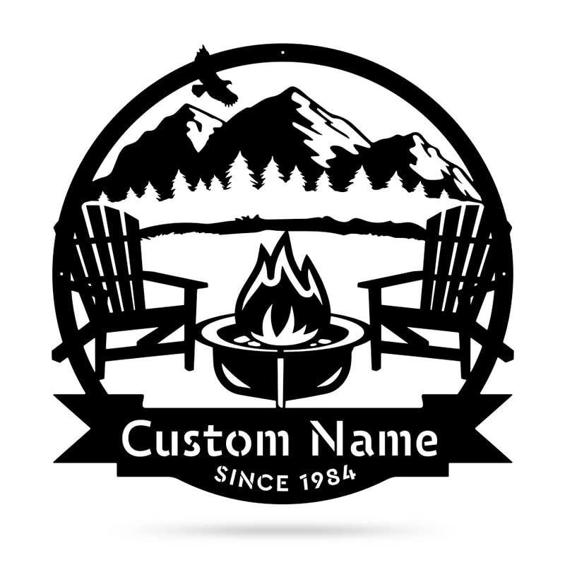 RealSteel Custom Metal Signs – Personalized Outdoor Wall Art, Wedding & Anniversary Name Plaque, Porch & Garden Decor, Campfire Monogram Yard Sign