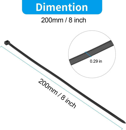 XINGO 8 Inch Green Zip Ties Heavy Duty 100 Pack, 120 LBS Tensile Strength, Premium Nylon Cable Wire Ties, Self-locking Plastic Ties for Indoor and Outdoor Use