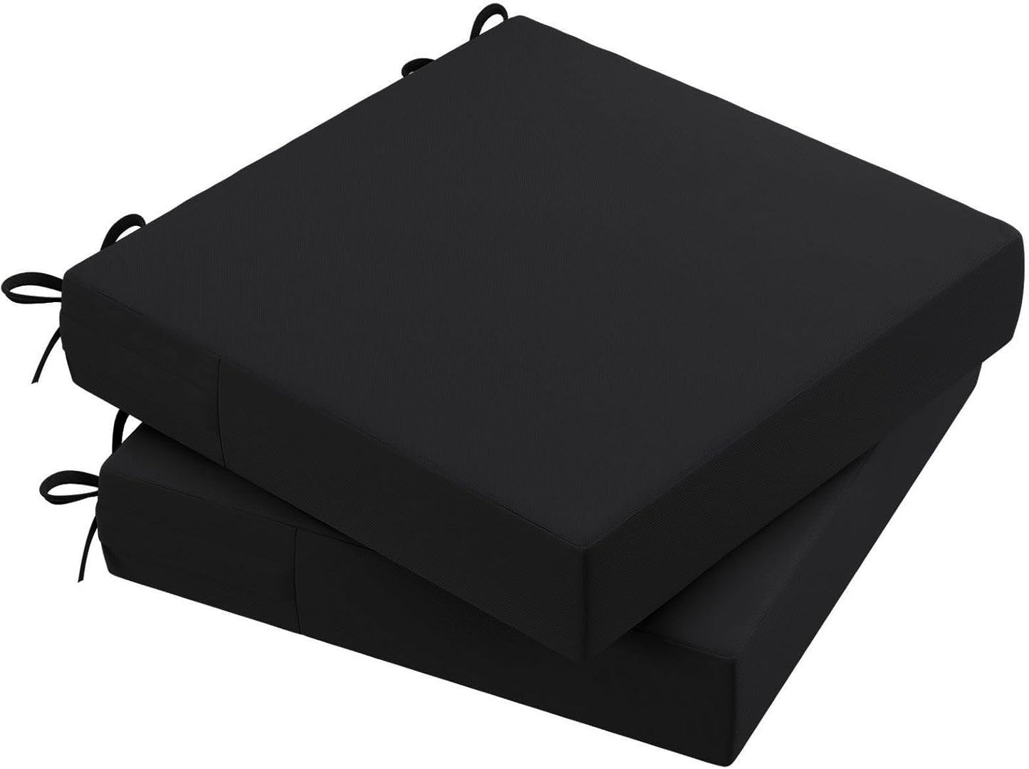 AAAAAcessories Outdoor Seat Cushions for Chairs, Waterproof, Fade-Resistant Patio Furniture Replacement Cushions, 21" x 21" x 4", Set of 2, Black