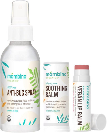 Mambino Organics Outdoor Set - Anti-Bug Mosquito Repellent Spray, Soothing Stick – All Natural, DEET-Free, Citronella Insect Repellant – 4 Fluid Ounces