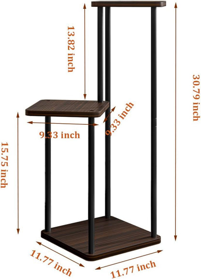 AZERPIAN 3 Tier Plant Stand Indoor Metal Plant Shelf for Multiple Plants Corner Flower Holders for Living Room Balcony Bedroom Patio Garden, Black (Black Oak, 3 tier)