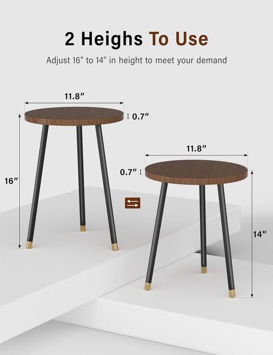 Plant Stand Indoor Outdoor: Small Plant Stand Indoor 16" Convertible Flowers Pot Holder - Small Round Side End Table Mid Century Modern Decor - Plant Table for Home Decor