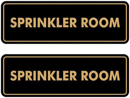 Signs ByLITA Standard Sprinkler Room Sign (Black/Gold) - Small 2 Pack