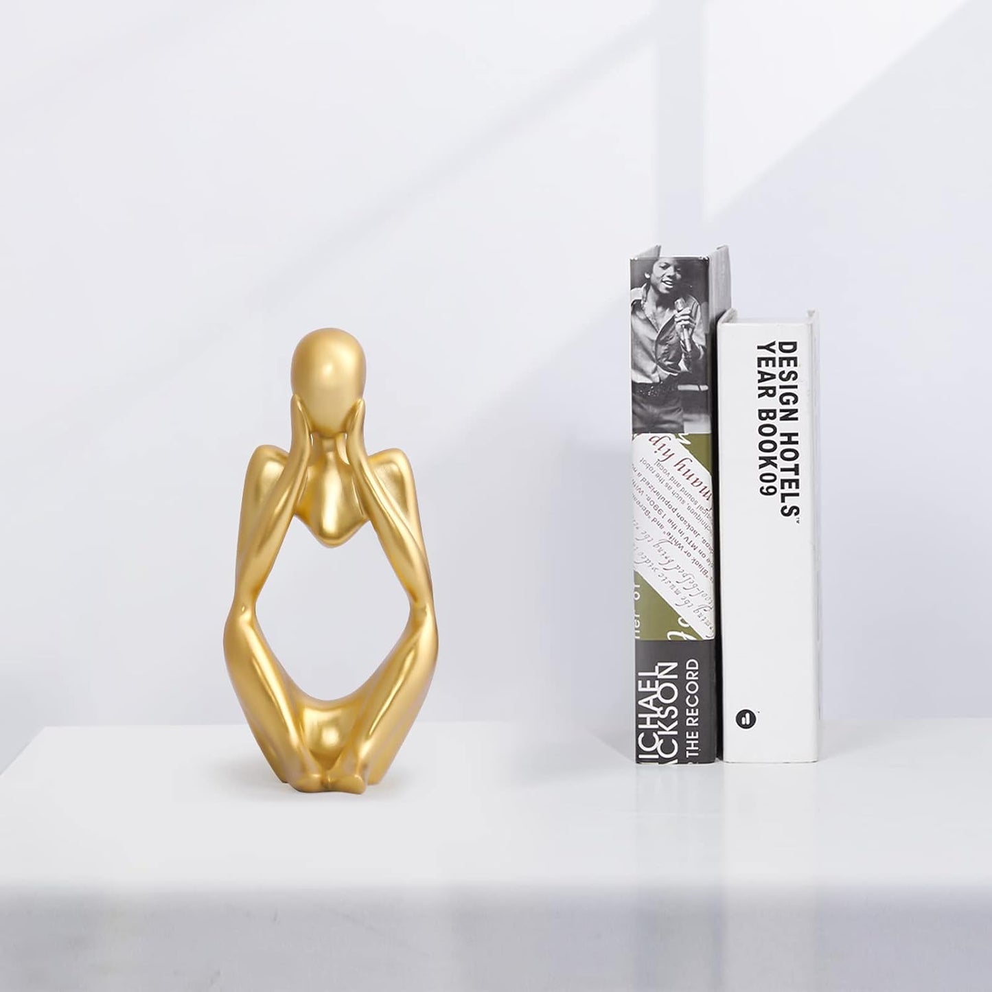 INNOLITES Resin Statue Thinker Style Decoration Abstract Sculptures Collectible Figurines for Home Decor Modern Office Shelf Desktop (Gold-Focus)