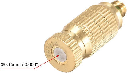 uxcell Brass Misting Nozzle - 3/16-inch Threaded 0.15mm Orifice Dia Fogging Spray Head for Outdoor Cooling System - 5 Pcs Golden