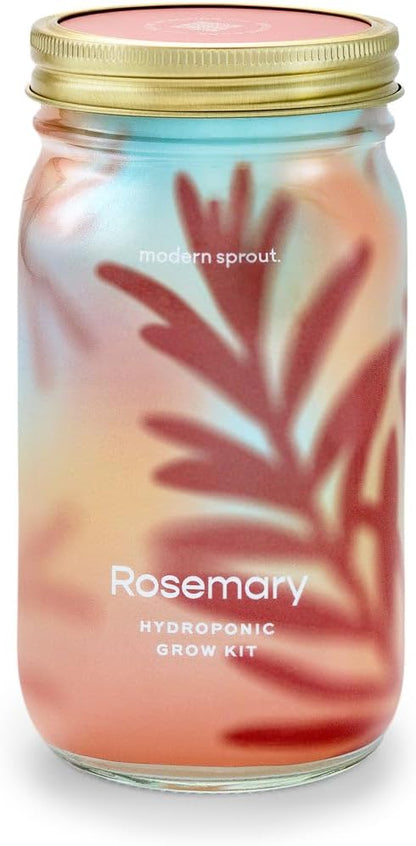 Modern Sprout Mason Garden Jar - Self-Watering Hydroponics Growing System Kit with Organic Herb Seeds - Jar Planter for Indoor Herb Garden - Seed Starter Kit - Home Decor & Gifting - Rosemary