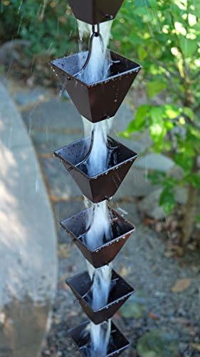 Nutshell Stores Medium Square Cups Rain Chain - Bronze - 8 Feet