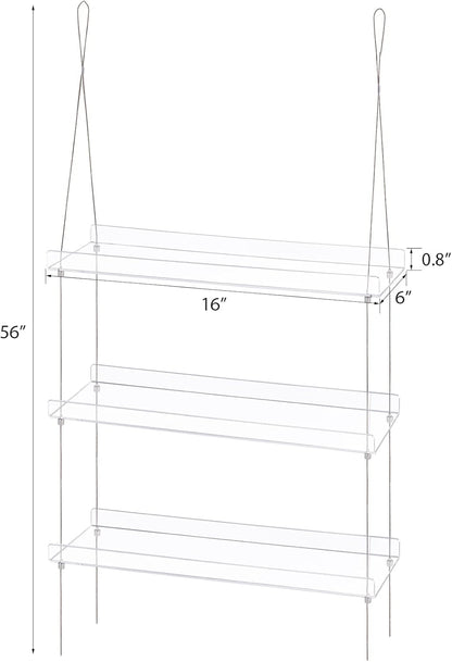 Sumerflos 3-Tier Acrylic Window Boxes Plant Shelves for Windows, Acrylic Hanging Window Plant Shelves, Indoor Windows Wall Hanging Plant Stand Flower Display Shelves