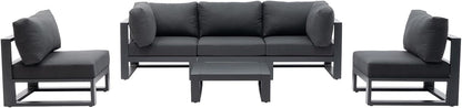 6 Pieces Outdoor Modular Sectional Set Aluminum Patio Conversation Sofa Sets with Armless Sofas, Square Coffee Table, Dark Grey Cushions