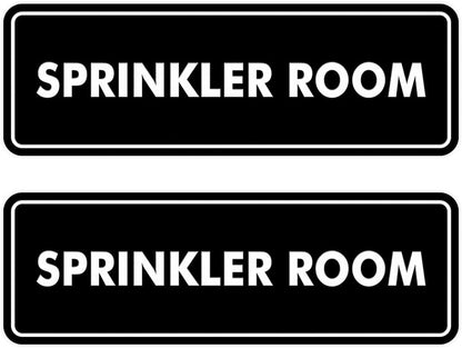 Signs ByLITA Standard Sprinkler Room Sign (Black) - Medium 2 Pack