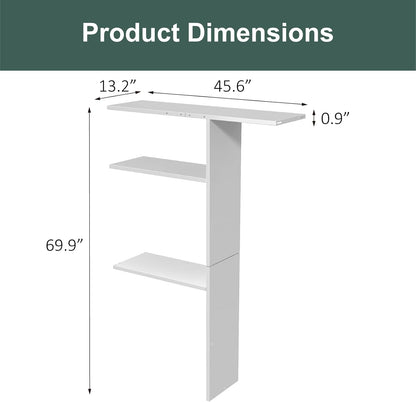 Vertical Storage Shed Shelf, Weatherproof Metal Shelf for 60 cuft Tool Cabinet, Ideal for Outdoor Use, with Screw and Nuts Easy Assembly, 45.6''L×13.2''W×69.9''H, White