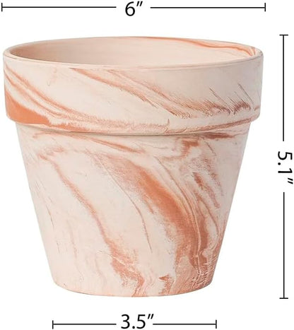 Random Mood Macchiato Terracotta Plant Pots – Handmade 6-Inch Clay Ceramic Flower Pots with Drainage Holes, Set of 3 – Ideal for Indoor & Outdoor Orchids