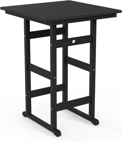 Adirondack Outdoor Bar Table, Durable HDPE Composite, Weather Resistant, Easy to Clean, Perfect for Backyard and Poolside Use, Black
