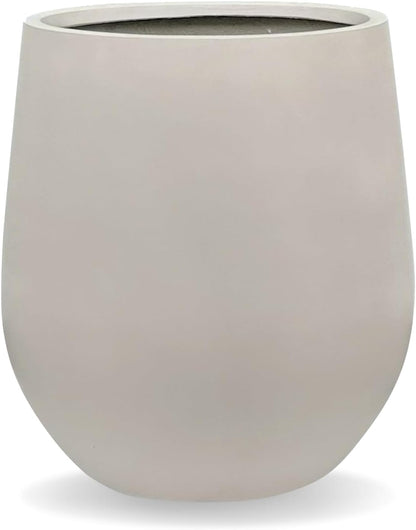12.5"H x 11.4"D Corso Fiberstone Round Tapered Planter with Drainage Hole, Smooth Finishes, Weather Resistant for Indoor and Outdoor Use, Included 2 Extra Coco Mats (Taupe, 9" Pot Opening)