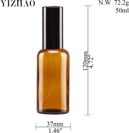 YIZHAO Amber Glass Spray Bottles 2oz, with Small Fine Mist Spray, Metal Cap, Refillable for Essential Oil,Travel,Cleaning,Perfume,Aromatherapy,Makeup – 6 Pcs