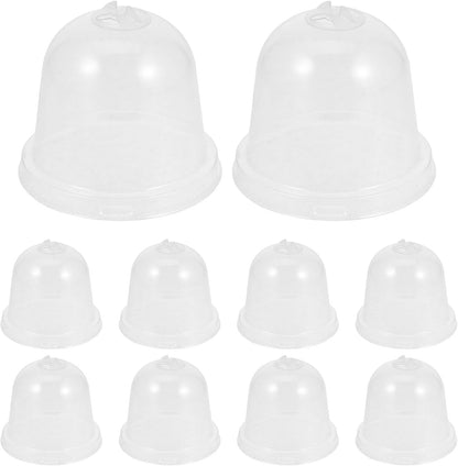 Mipcase 10pcs Transparent Plant Growth Domes Plastic Garden Cloche Covers for Plant Pot Hoods Ideal for Indoor and Outdoor Gardening Plant Enclosure Shields
