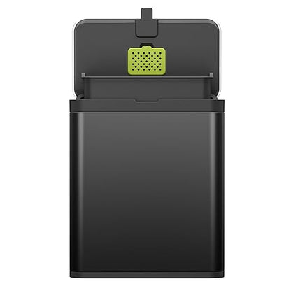 EKO Kitchen Compost Bin, 7L / 1.85 Gal Stainless Steel with Removable Inner Bucket and Deodorizer Compartment, 2-in-1 Countertop Compost Bin with Lid, Food Waste Caddy for Kitchen (Matte Black)