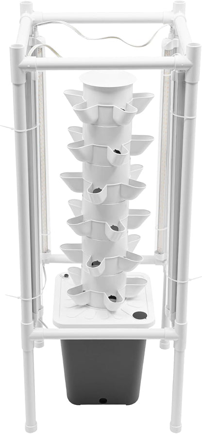 Hydroponics Vertical Growing Kit with Grow Lights 30 Plants Garden Hydroponic Growing System Outdoor Outdoor Indoor Vertical Garden Planter Tower with Automatic Watering for Herbs Fruits Vegetables