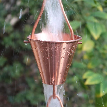Nutshell Stores Steel Cups Rain Chain - Copper Plated - 11 Feet