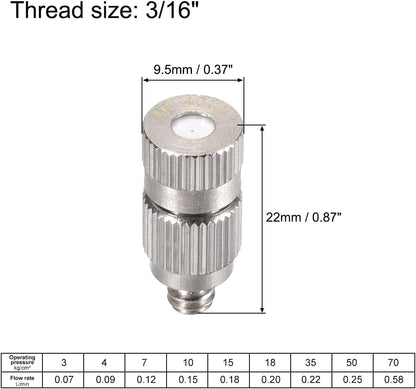 uxcell Brass Misting Nozzle - 3/16-inch Threaded 0.4mm Orifice Dia Fogging Spray Head for Outdoor Cooling System - 5 Pcs Silver Tone