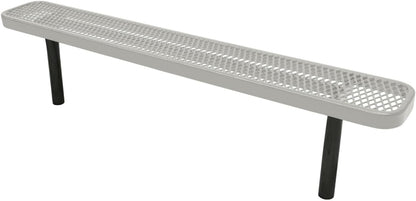 Coated Outdoor Furniture Heavy-Duty Outdoor Bench Thermoplastic Coated, Expanded Metal, Commercial-Grade Seating, Made in America (Inground Without Back, 6 Ft, Grey)
