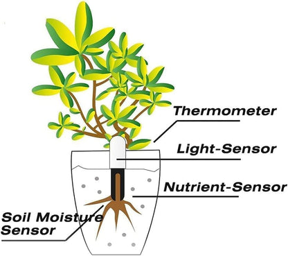 Soil Moisture Meter 4 in 1 for HHCC, Plant Water Monitor, Automatically detects Moisture/Temperature/Light/Fertility, Can Connect to Mobile Phone via Bluetooth, Plants Sensor for Indoor (Green - 1pcs)