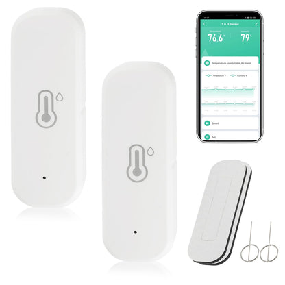 WiFi Hygrometer Thermometer Sensor, Indoor Outdoor Wireless Temperature Humidity Sensor, with Remote Monitor and Alert Compatible with Alexa(2 Pack)