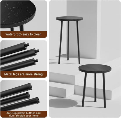 Plant Stand Indoor Tall: Corner Wood Plant Stand 2 Pack Mid Century Modern Decor - Small Round Plant Table for Indoor Plants - Outdoor Plant Holder for Patio Living Room Bathroom Office (Black)