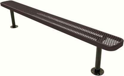 Coated Outdoor Furniture Heavy-Duty Outdoor Bench Thermoplastic Coated, Expanded Metal, Commercial-Grade Seating, Made in America (Surface Without Back, 8 Ft, Brown)