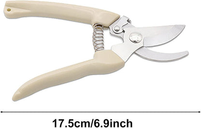 2PCS Garden Flower Shears Pruning Shears 6.9 inches Scissors Heavy Duty Plant Scissors for Cutting Flowers, Trimming Plants, Bonsai, Fruits Picking (White Handle 2pcs)