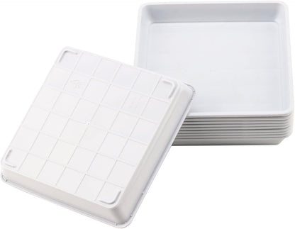 JOIKIT 10 PCS 10 x 10 Inch Square Plant Saucer, Plastic Plant Saucer Drip Tray, Square Flower Pot Tray for Indoors and Outdoor Plant Pots, 1.38 Inch Deep, White