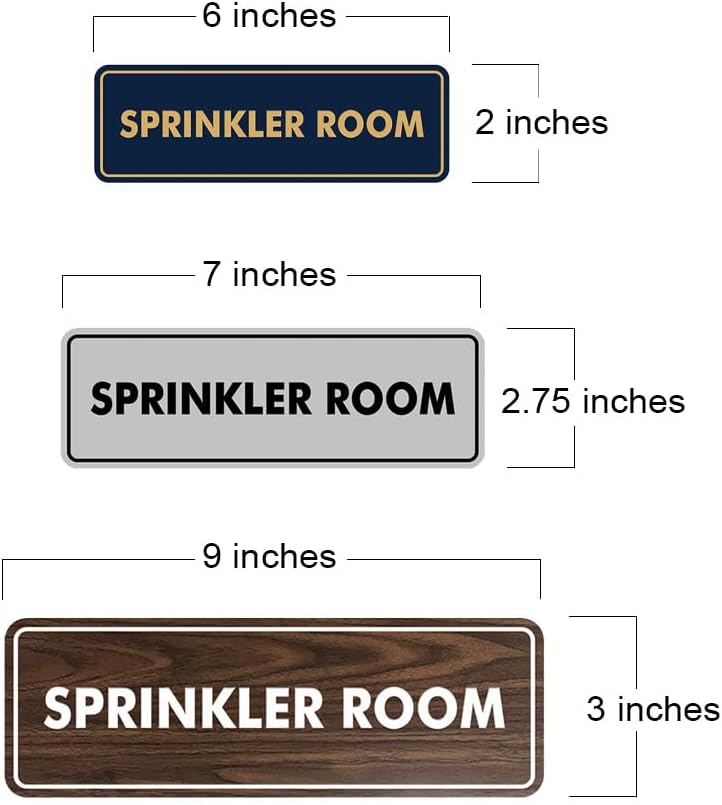 Signs ByLITA Standard Sprinkler Room Sign (Black) - Large 2 Pack