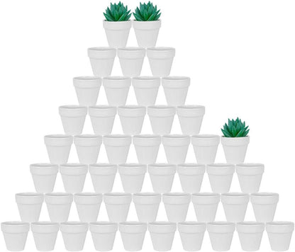 vensovo 48 Pcs 2" Tiny Ceramic Plant Pots with Drainage Hole - White Small Mini Ceramic Pottery Planter Ideal for Indoor/Outdoor Plants, Crafts, Wedding Favors