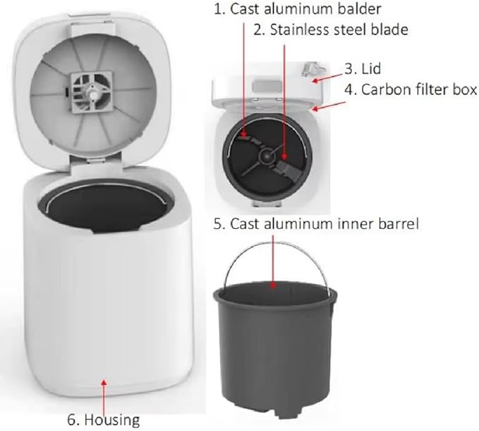 Electric Composter for Kitchen, 2.5L Smart Countertop Composter, Indoor Odorless Real-time Temperature Control, Turn Food Waste and Scraps into Dry Compost Fertilizer