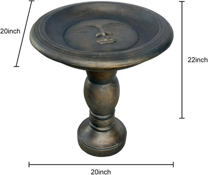 SKYFIRE 22-Inch Fibre Reinforced Concrete Pedestal Floor Fountain and Bird Bath Outdoor Decor for Garden, Patio, Lawn, Backyard - 20”L X 20”W X 22”H Antique Pedestal Birdbath