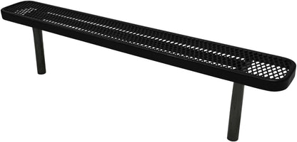 Coated Outdoor Furniture Heavy-Duty Outdoor Bench Thermoplastic Coated, Expanded Metal, Commercial-Grade Seating, Made in America (Inground Without Back, 6 Ft, Textured Black)