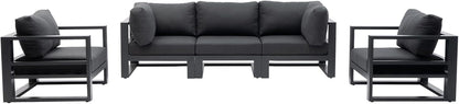 Outdoor Conversation Set 5 Pieces Aluminum Patio Furniture Outdoor Modular Sectional Sofa Set with Armchairs for Garden,Backyard,Dark Grey Cushions