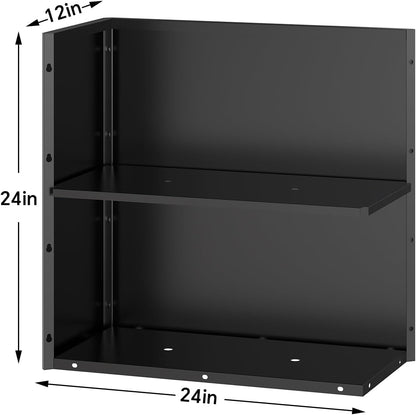 Galvanized Steel Tall Planter – 24x12x24in with Removable Insert Shelf | All-Weather Rectangular Metal Planter Box for Porch, Garden, Patio | Indoor & Outdoor Use | Black