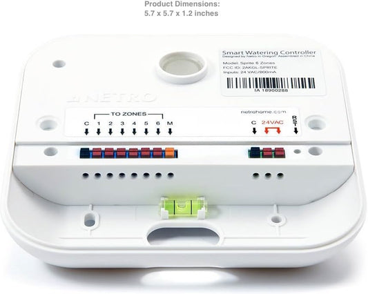Netro Smart Sprinkler Controller, WiFi, Weather aware, Remote access, 6 Zone, Compatible with Alexa